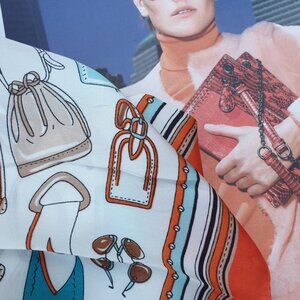 Fashion Square Scarf Orange Blue Color Handbag Shawl Women Formal Wrap Accessory